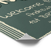 Dark Green Stripes 1st Birthday Welcome Sign Poster (Hoek)