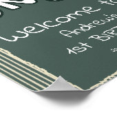 Dark Green Stripes 1st Birthday Welcome Sign Poster (Hoek)