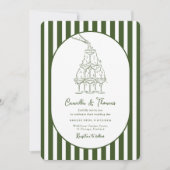 Dark Green Stripes Wedding Kaart (Voorkant)