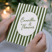 Dark Green Stripes Wedding Kaart