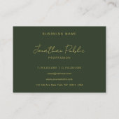 Dark Green Stylish Hand Script Gold Text Template Visitekaartje (Achterkant)