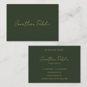 Dark Green Stylish Hand Script Gold Text Template Visitekaartje (Voorkant / Achterkant)