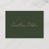 Dark Green Stylish Hand Script Gold Text Template Visitekaartje (Voorkant)