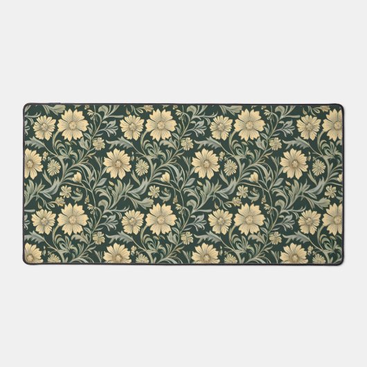 Dark green stylized yellow flowers  pattern  bureaumat (Voorkant)