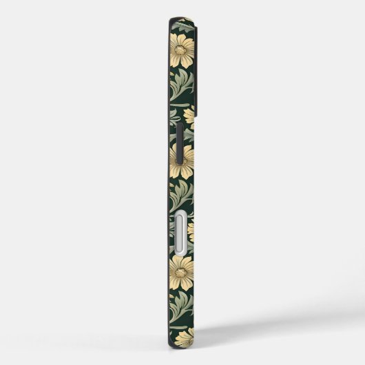 Dark green stylized yellow flowers  pattern  Case-Mate iPhone case (Achterkant / Rechts)