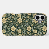 Dark green stylized yellow flowers  pattern  Case-Mate iPhone case (Achterkant (horizontaal))