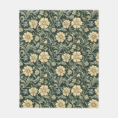 Dark green stylized yellow flowers  pattern  fleece deken (Voorkant)