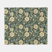 Dark green stylized yellow flowers  pattern  fleece deken (Voorkant (Horizontaal))