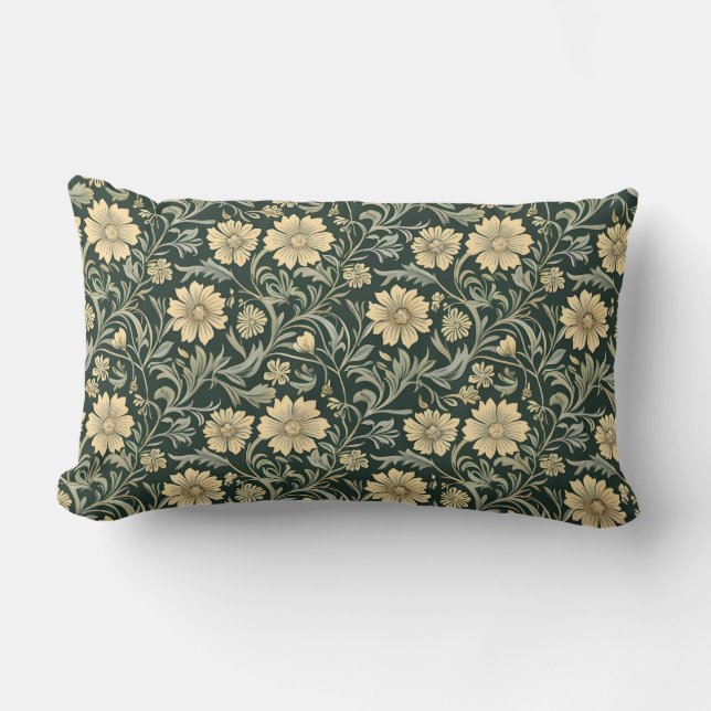 Dark green stylized yellow flowers  pattern  kussen (Voorkant)