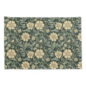 Dark green stylized yellow flowers  pattern  kussensloop (Achterkant-Rechts)