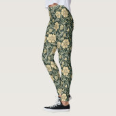Dark green stylized yellow flowers  pattern  leggings (Links)
