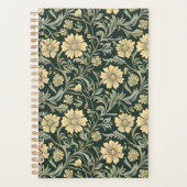 Dark green stylized yellow flowers  pattern  planner (Voorkant)
