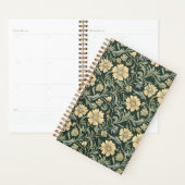 Dark green stylized yellow flowers  pattern  planner (Display)