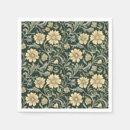 Dark green stylized yellow flowers  pattern  servet
