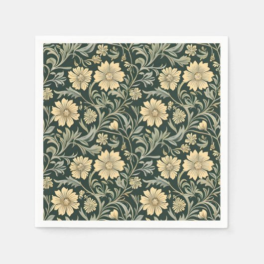 Dark green stylized yellow flowers  pattern  servet (Voorkant)