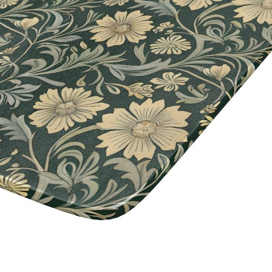 Dark green stylized yellow flowers  pattern  snijplank (Hoek)