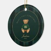 Dark Green Tartan Plaid Babys First Christmas Keramisch Ornament (Links)