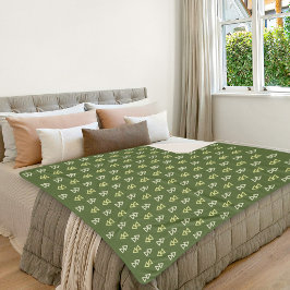 Dark Green Triangle Pattern Sherpa Blanket Deken