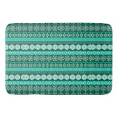 Dark Green Turquoise Patterned Stripe Badmat (Voorkant)