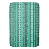 Dark Green Turquoise Patterned Stripe Badmat (Voorkant Verticaal)