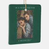 Dark Green Two Photo Snowfall Best Friends Photo Keramisch Ornament (Rechts)