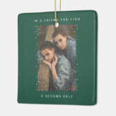 Dark Green Two Photo Snowfall Best Friends Photo Keramisch Ornament (Links)
