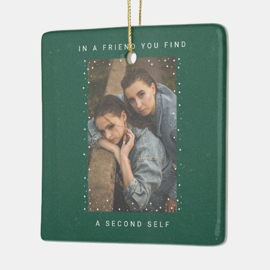 Dark Green Two Photo Snowfall Best Friends Photo Keramisch Ornament (Links)