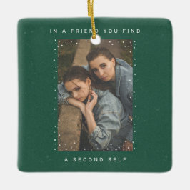 Dark Green Two Photo Snowfall Best Friends Photo Keramisch Ornament