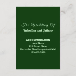 Dark Green Wedding Accommodation Portrait Informatiekaartje