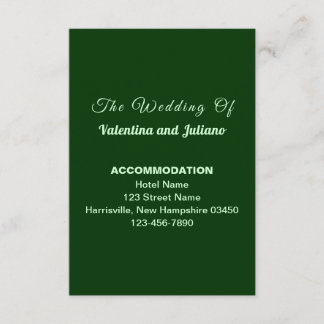 Dark Green Wedding Accommodation Portrait Informatiekaartje