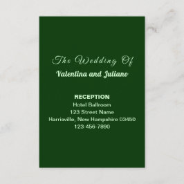 Dark Green Wedding Reception Portrait Informatiekaartje