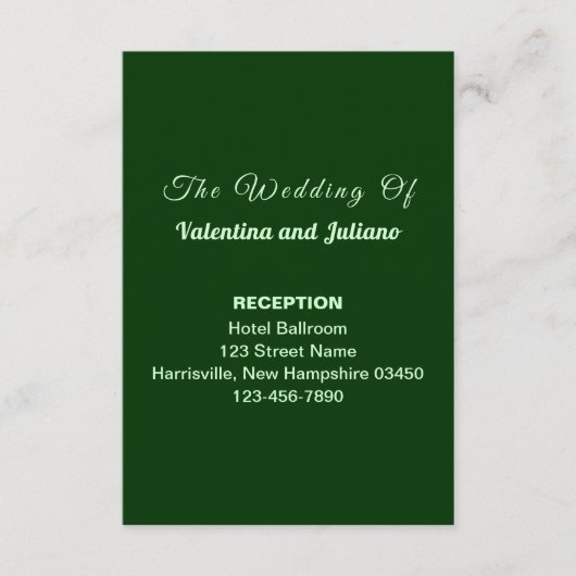 Dark Green Wedding Reception Portrait Informatiekaartje (Voorkant)