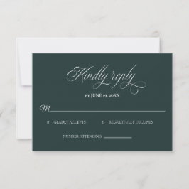 Dark Green Wedding RSVP card Kaartje