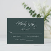 Dark Green Wedding RSVP card Kaartje (Staand voorkant)