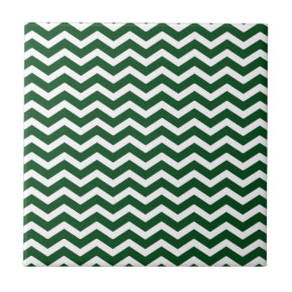 Dark Green White Chevron Pattern Tegeltje