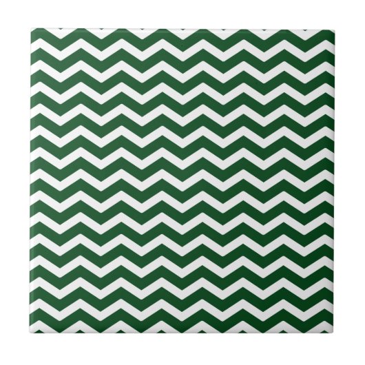 Dark Green White Chevron Pattern Tegeltje (Voorkant)