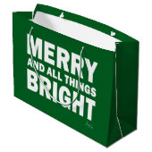 Dark Green & White Gift Bag | Merry & Bright Groot Cadeauzakje (Achterkant Gekanteld)