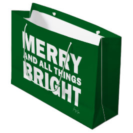 Dark Green & White Gift Bag | Merry & Bright Groot Cadeauzakje