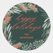 Dark Green Wreath Classic Kerst sticker (Voorkant)