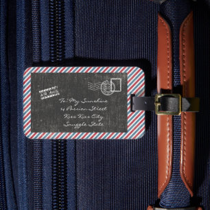 Dark Grey  Air Mail Briefkaart Bagagelabel