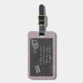 Dark Grey  Air Mail Briefkaart Bagagelabel (Voorkant verticaal)