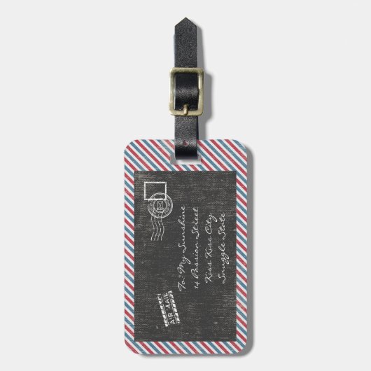 Dark Grey Air Mail Briefkaart Bagagelabel (Voorkant verticaal)