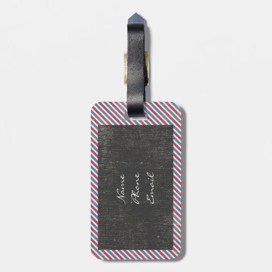 Dark Grey Air Mail Briefkaart Bagagelabel (Achterkant verticaal)