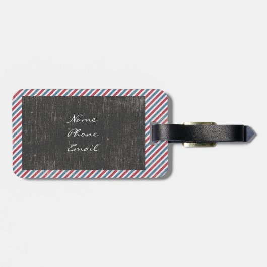 Dark Grey Air Mail Briefkaart Bagagelabel (Achterkant horizontaal)