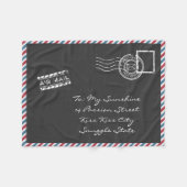 Dark Grey  Air Mail Briefkaart Fleece Deken (Voorkant (Horizontaal))