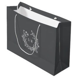 Dark Grey Botanical Monogram Wedding Welcome Guest Groot Cadeauzakje