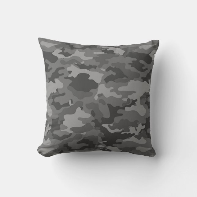 Dark Grey Camouflage #1 Pillow Kussen (Voorkant)