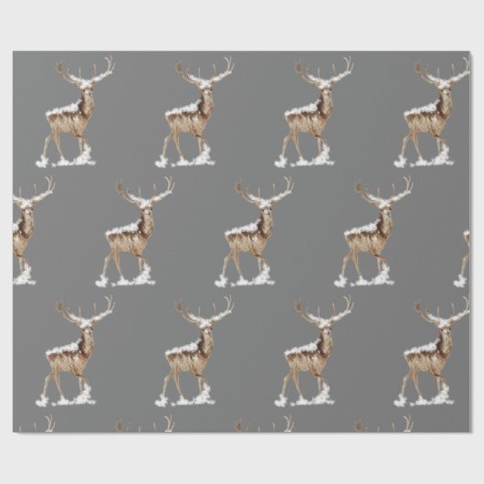 Dark Grey Deer Antlers kerst Cadeaupapier (Vlak)