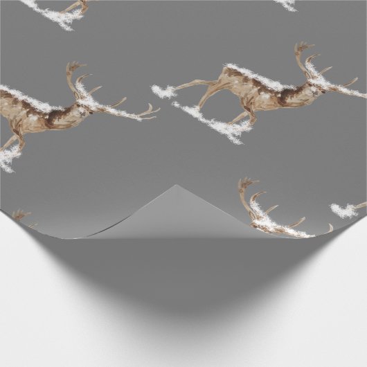 Dark Grey Deer Antlers kerst Cadeaupapier (Hoek)