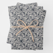 Dark Grey Dragon Design Patroon Inpakpapier Vel (In situ)